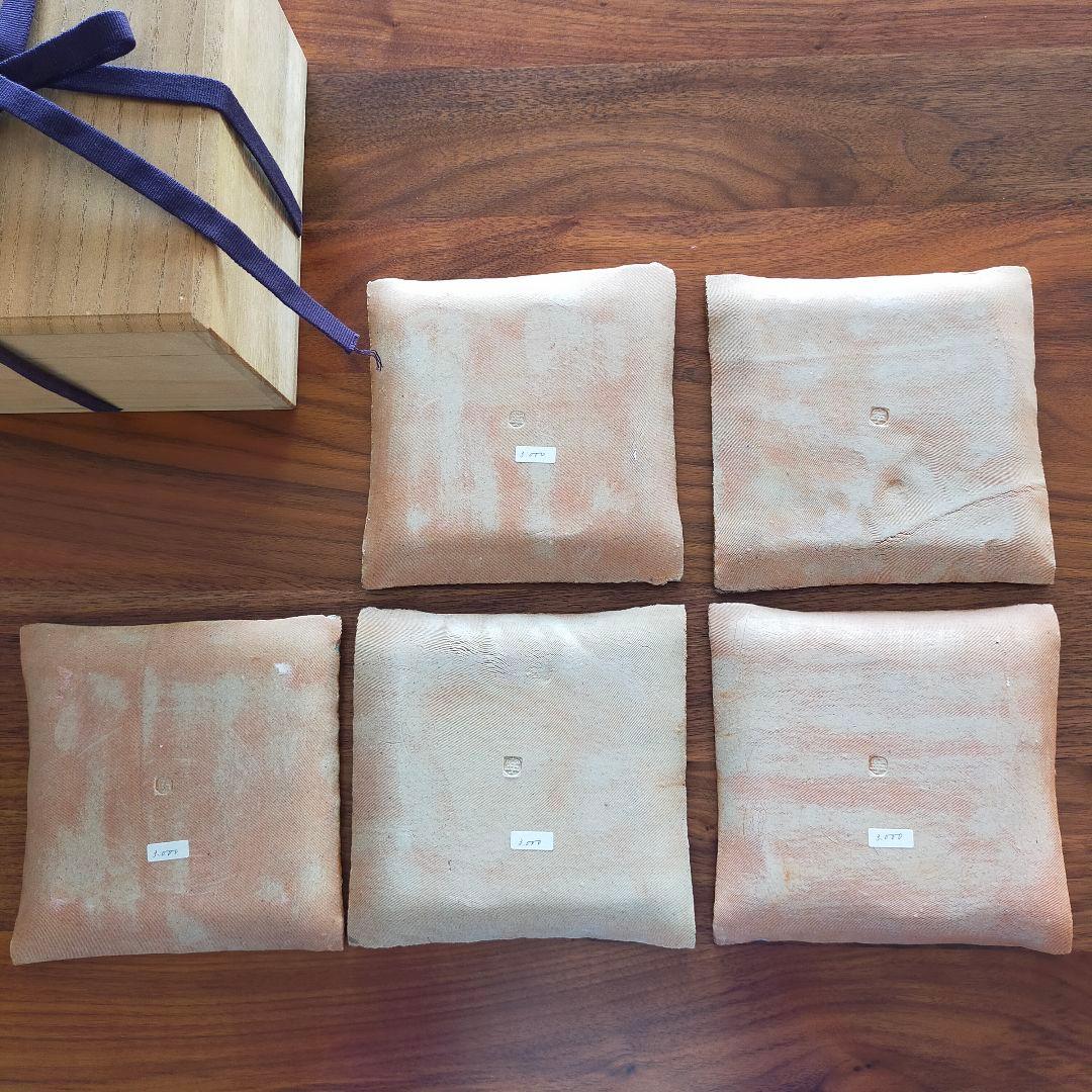 鄭寧 Zheng Ning　角皿　5枚　木箱入り