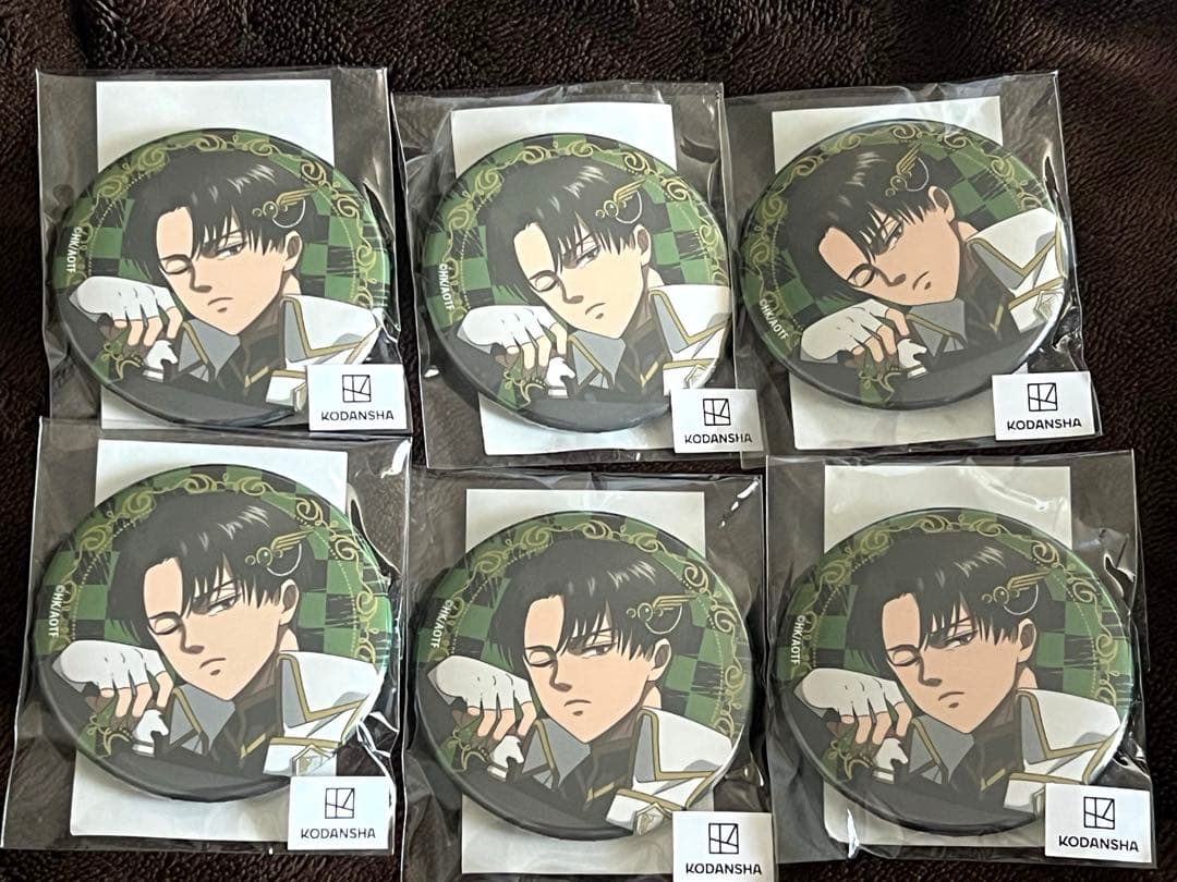 進撃の巨人 まるくじ チェス 小吉 缶バッジ リヴァイA 6個セット