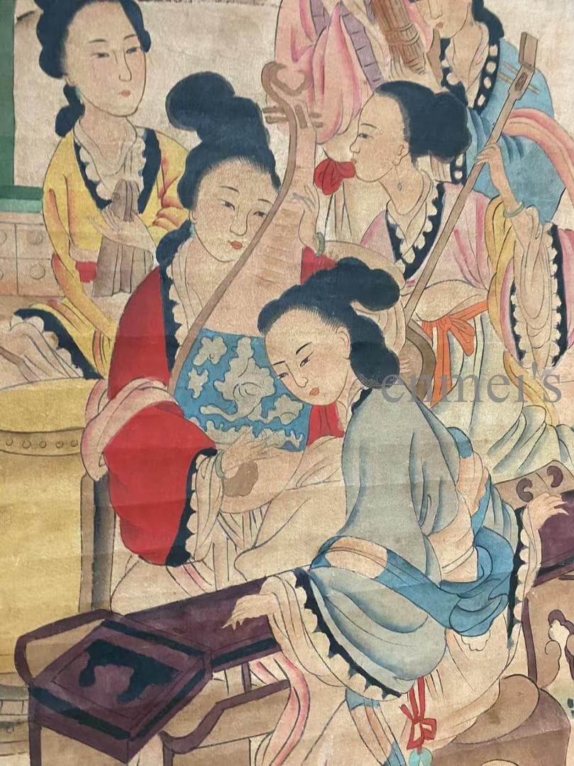 中国古美術 宋代 米芾 人物画 宣紙 書画 唐物 水墨画 掛け軸 女性群像 文房
