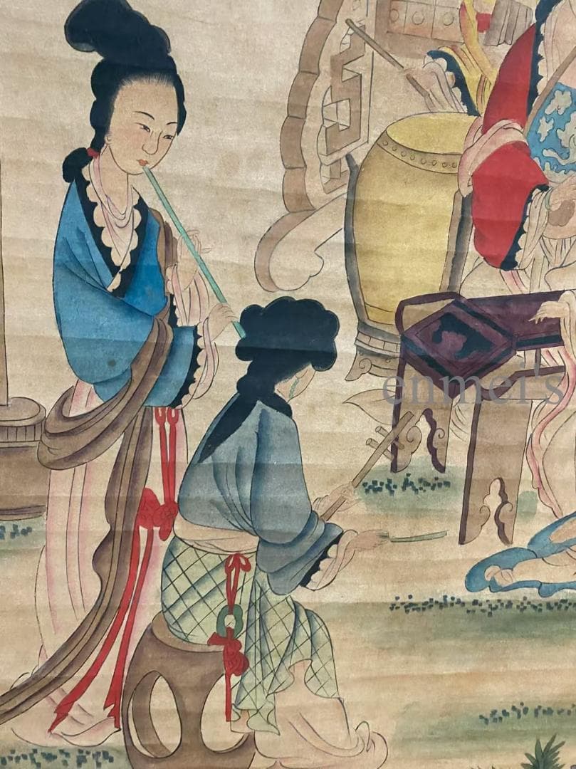中国古美術 宋代 米芾 人物画 宣紙 書画 唐物 水墨画 掛け軸 女性群像 文房
