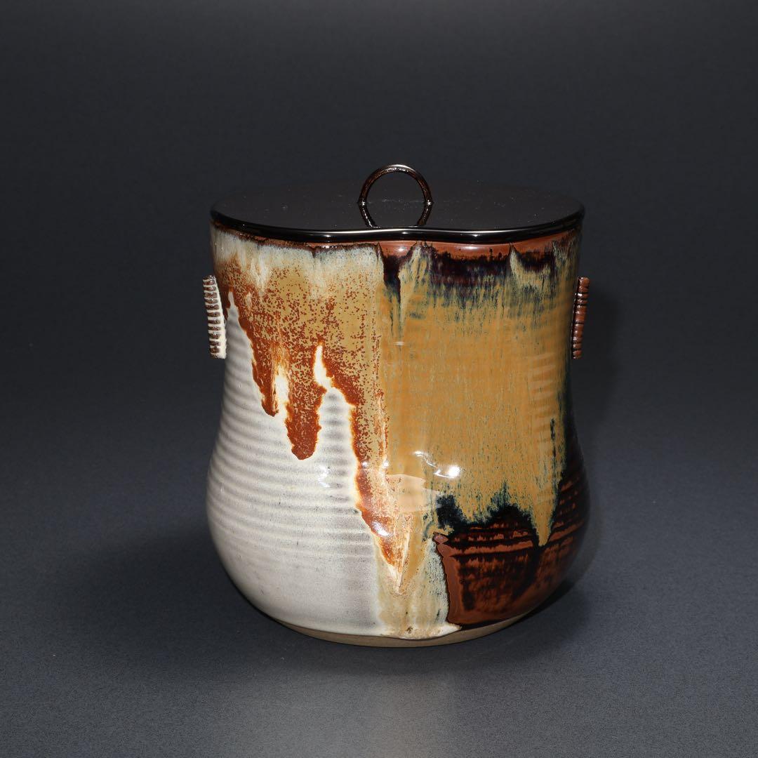 【茶道具】水指　高取　鬼丸雪山　共箱　6R1635ラ2