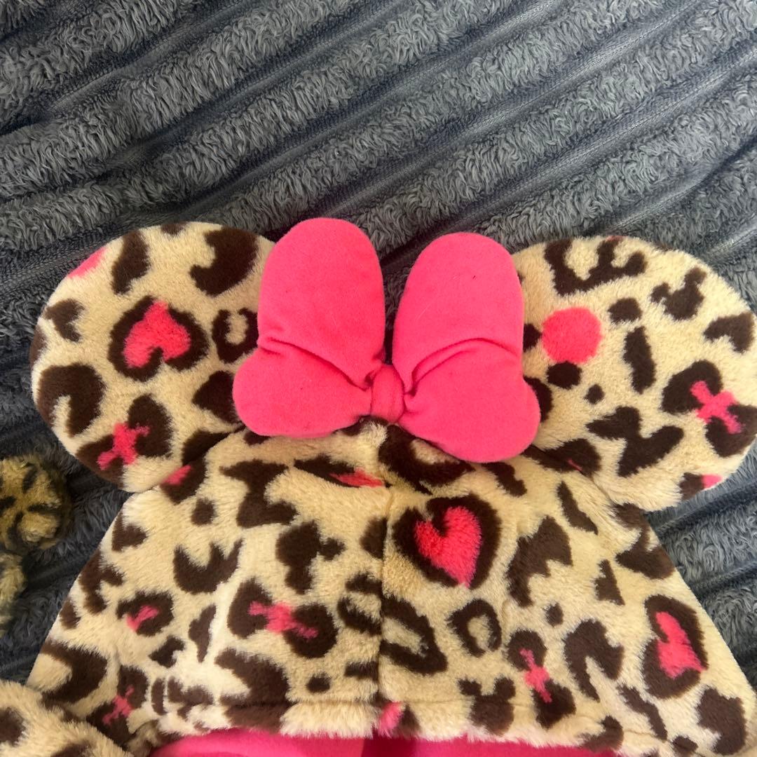 ミニーキャップ ヒョウ柄 マフラーファンキャップ ヒョウ柄