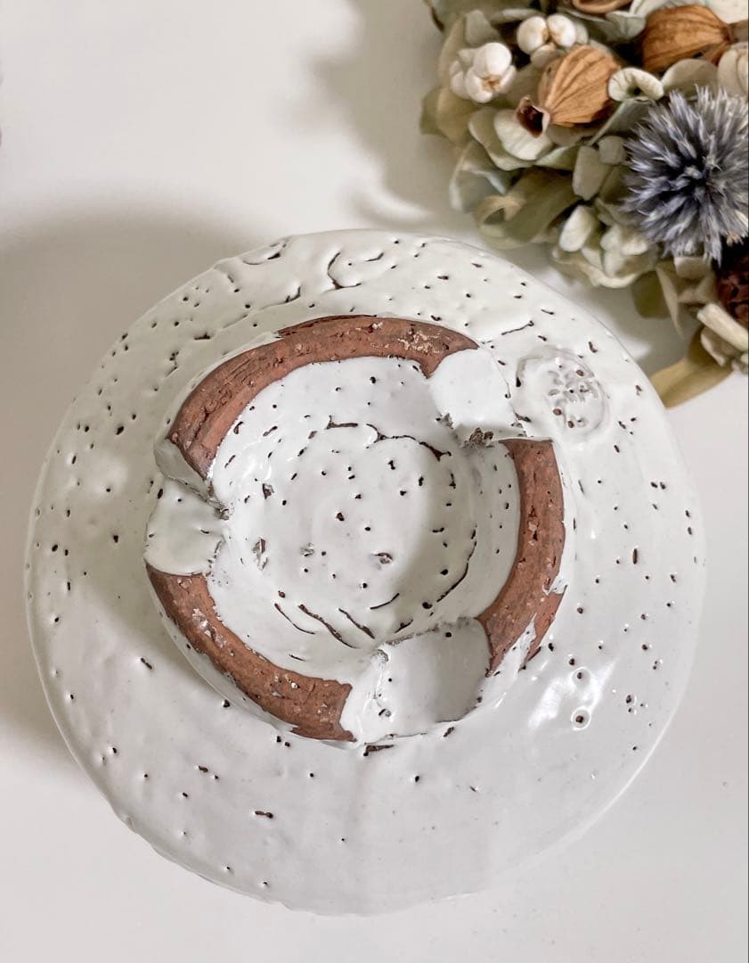 萩焼　山根清玩　鬼萩　抹茶椀　新品　光彩庵　茶碗　陶器　白萩　割高台　梅花皮