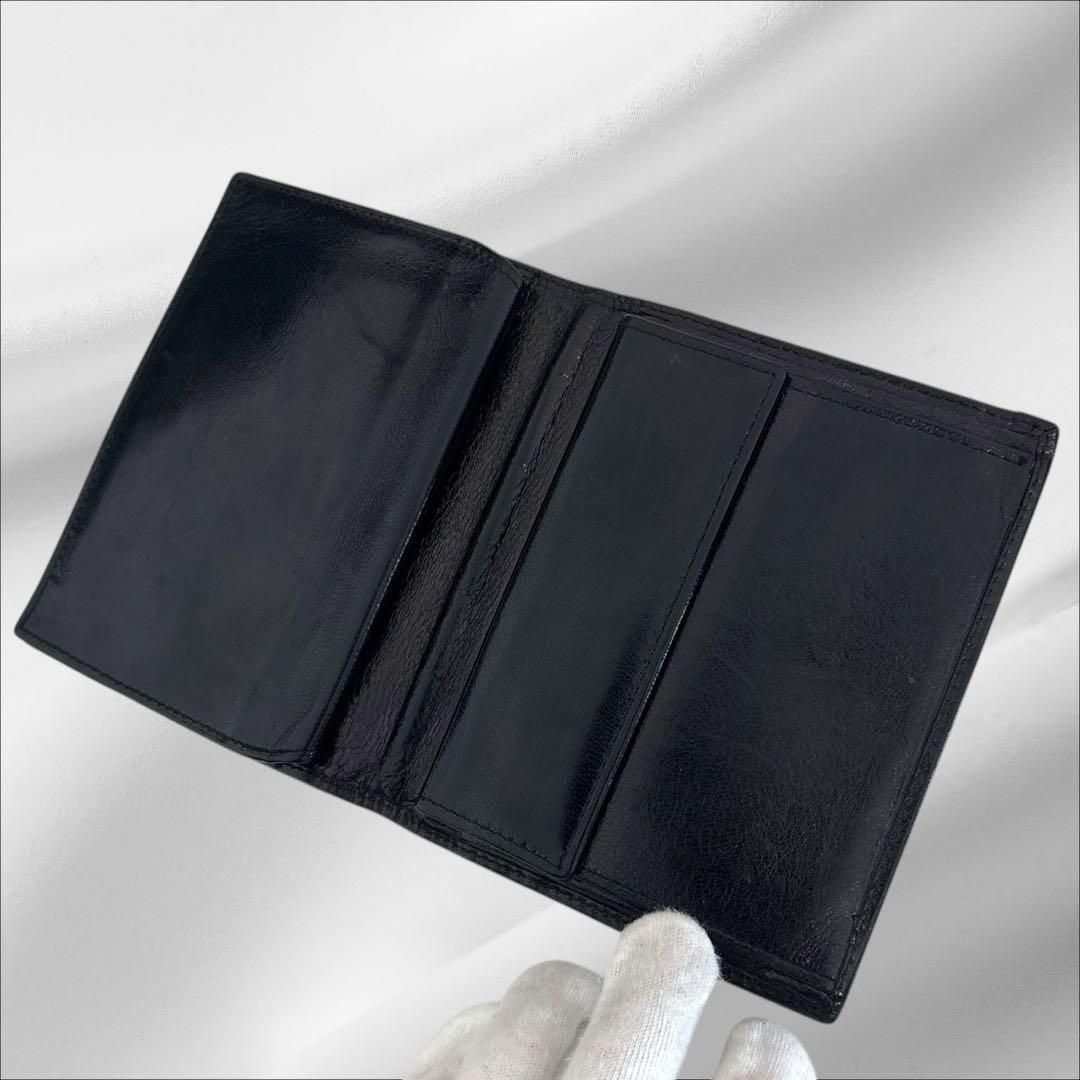 美品✨ PRADA プラダ 二つ折り財布 オールレザー ブラック ブラック