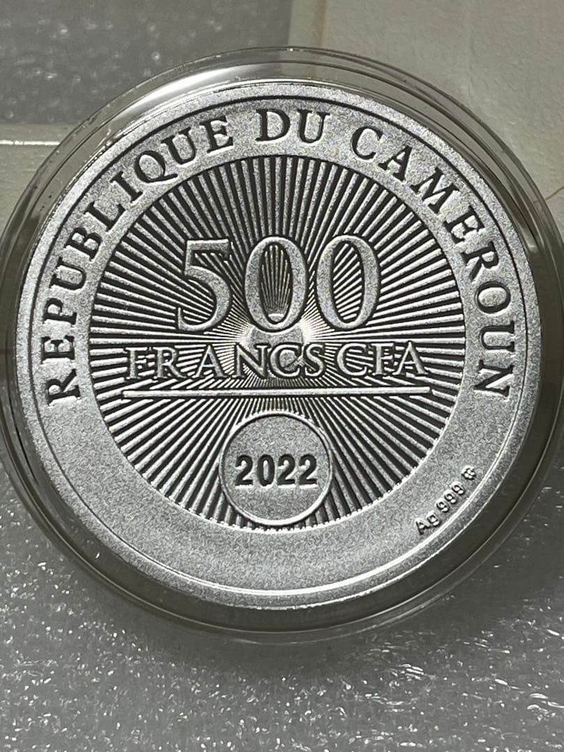 2022　カメルーン　幸運の四つ葉のクローバー　クリスタル　銀貨　