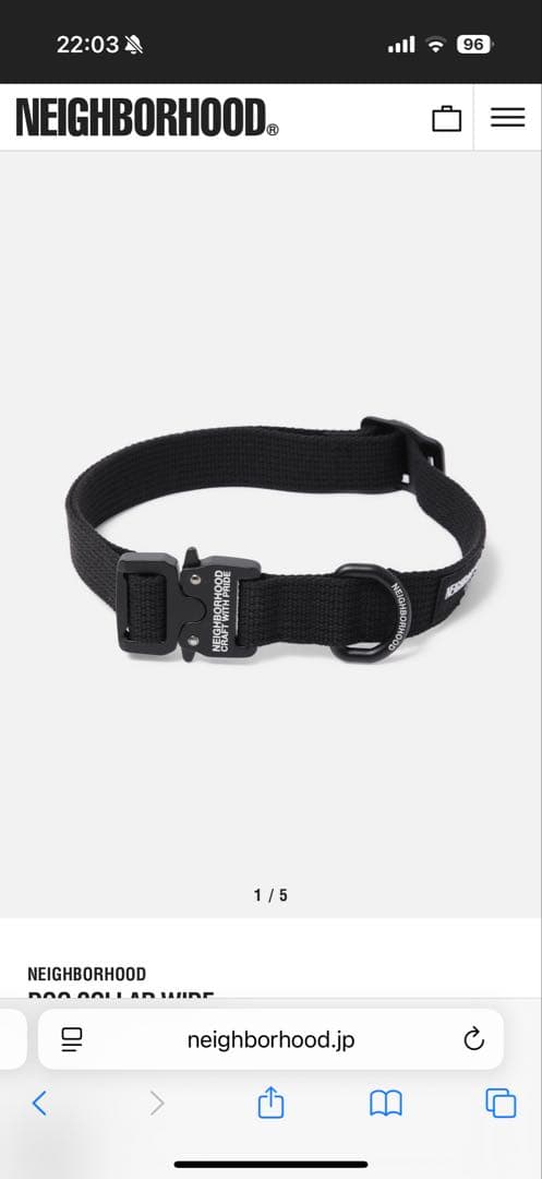 NEIGHBORHOOD ブラック首輪　DOG COLLAR NARROW