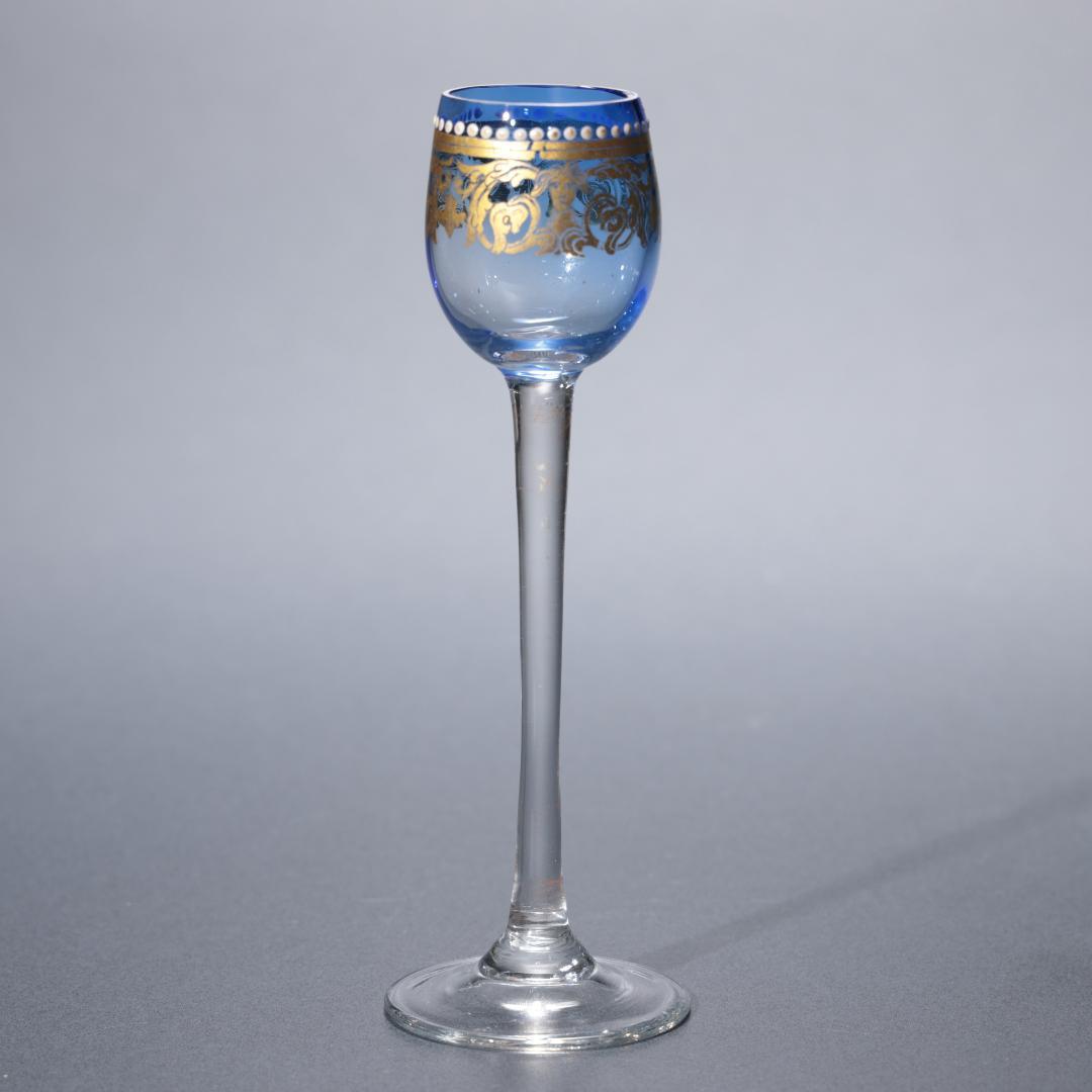 アンティークグラス　リキュールグラス　青　R1345ダI