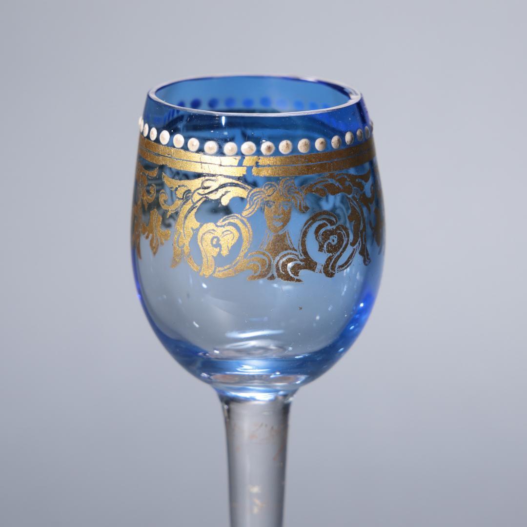 アンティークグラス　リキュールグラス　青　R1345ダI