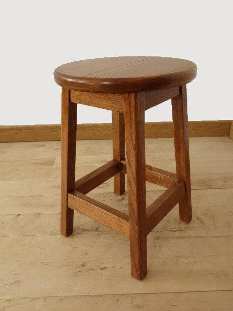 北海道手作り家具　ケヤキ（欅）材　スツールD　座面一枚板
