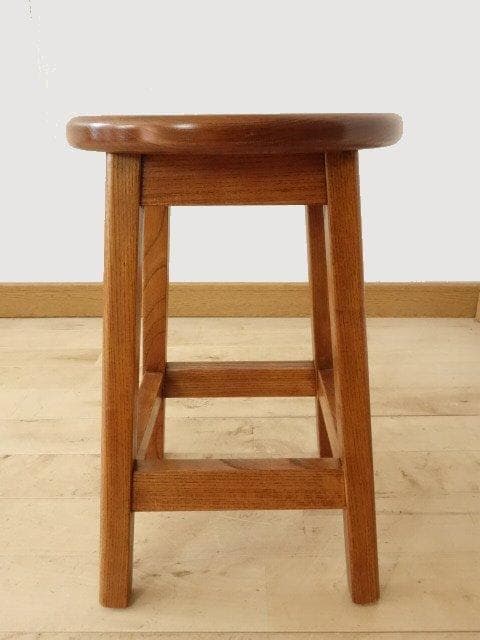 北海道手作り家具　ケヤキ（欅）材　スツールD　座面一枚板