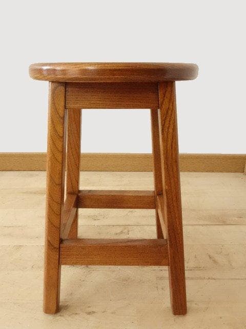 北海道手作り家具　ケヤキ（欅）材　スツールD　座面一枚板
