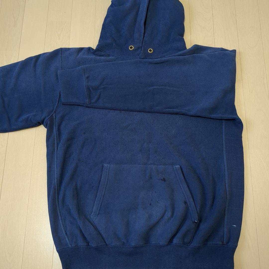【80s トリコタグ】袖目無しリバースウィーブパーカー スウェット ネイビー L