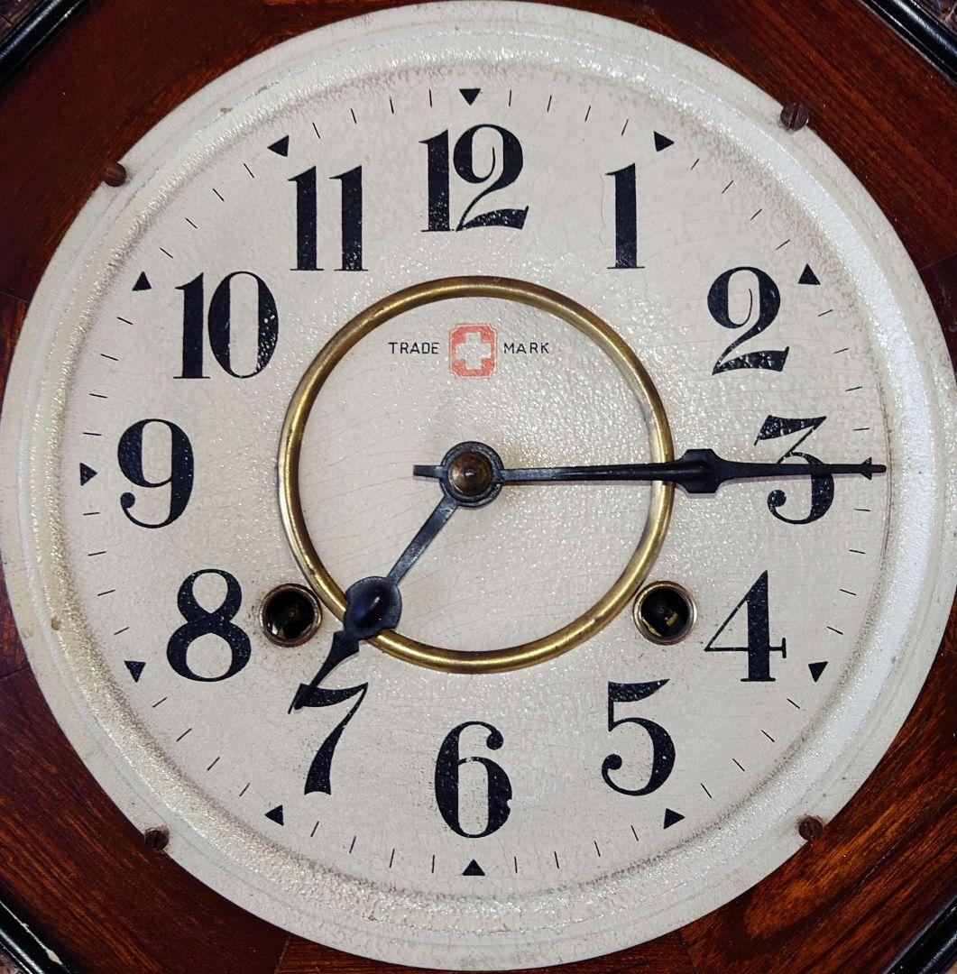 〈完動・美品〉十字印時計社　アンソニアモデル八角尾長ゼンマイ振り子時計 古時計