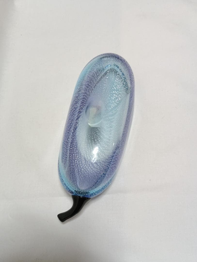 ガラス製 ナス型　菓子器 青紫