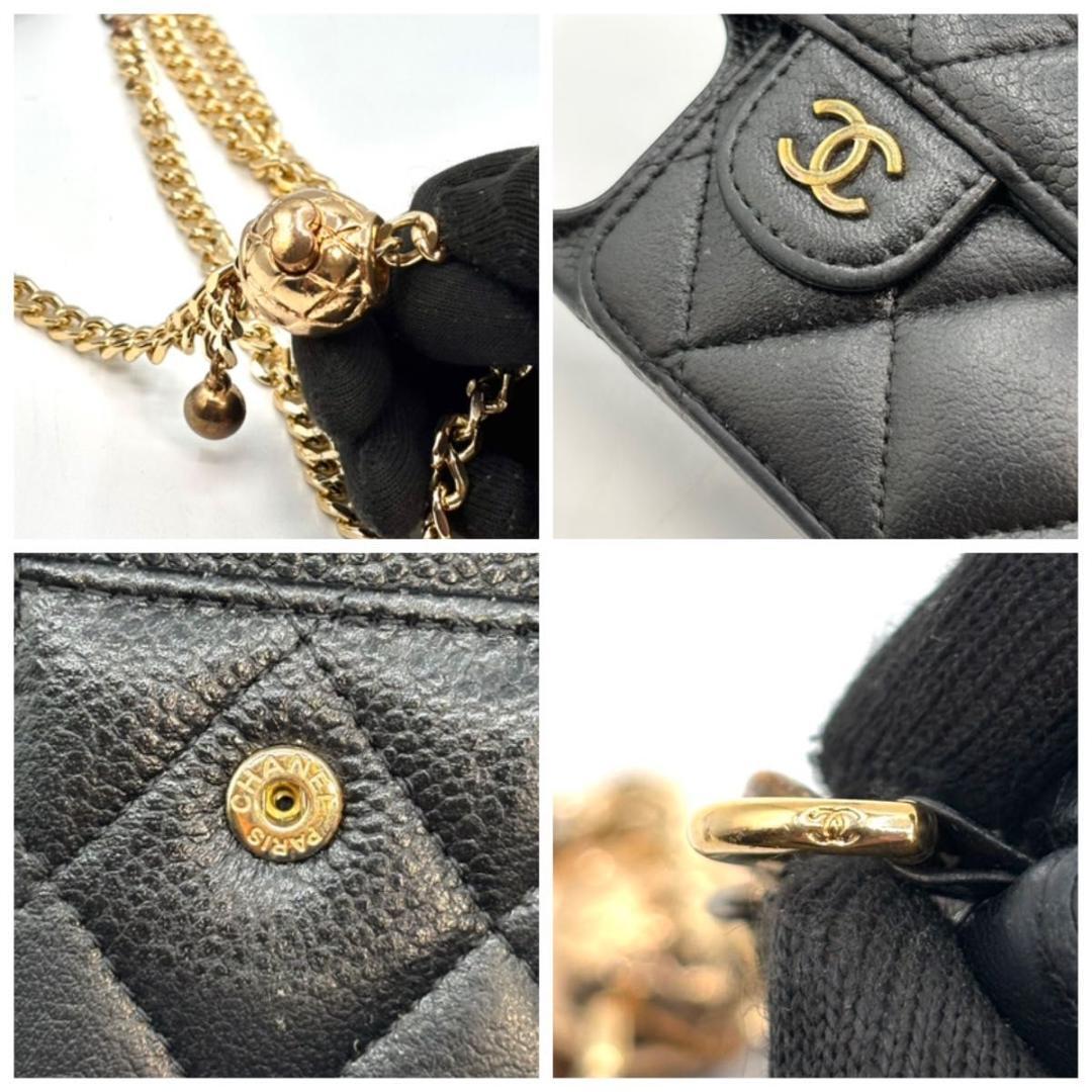 美品 シャネル iPhone14Proスマホケースキャビアスキン マトラッセ