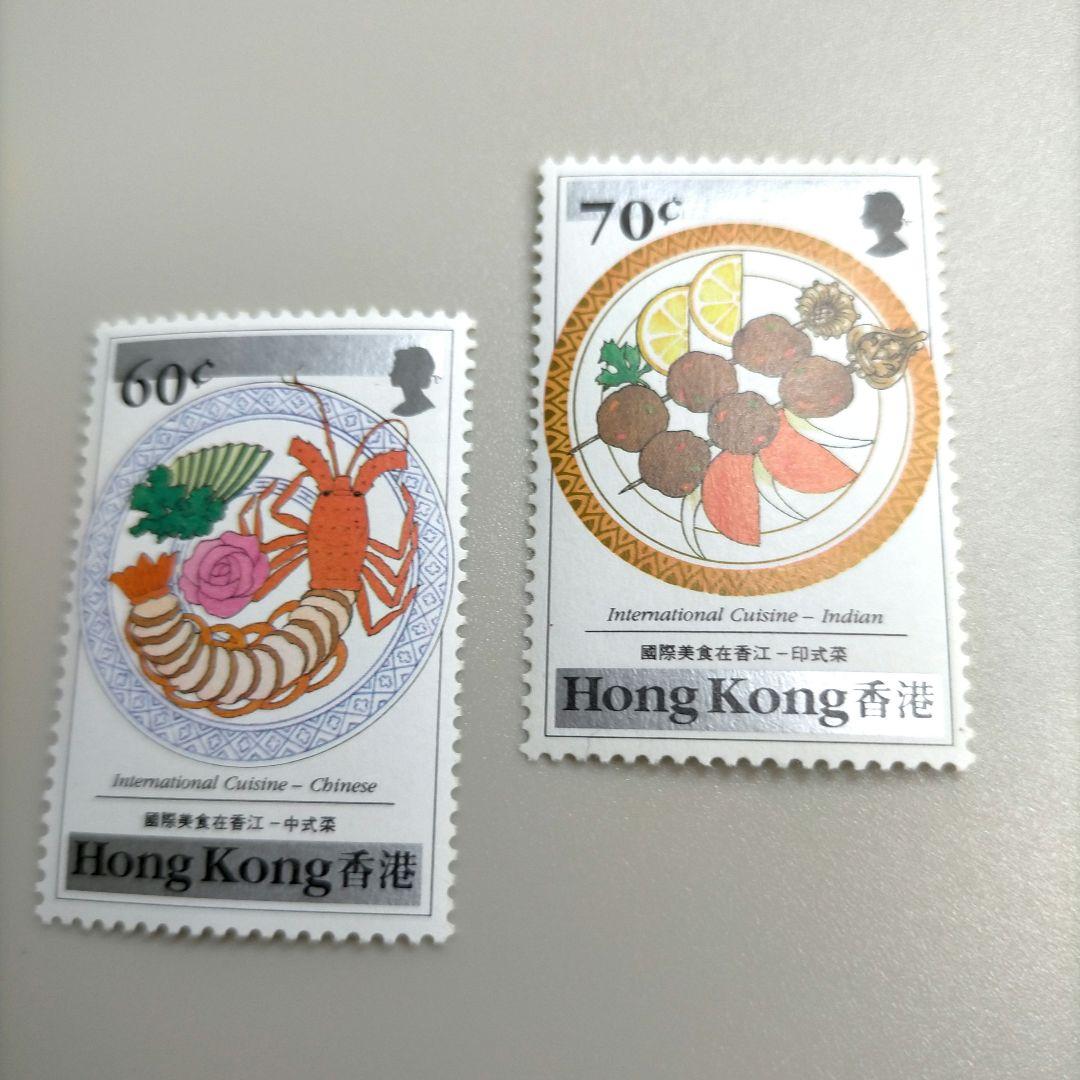 2002 外国切手 香港 1990年 世界の料理 グルメ  和食 等6種完