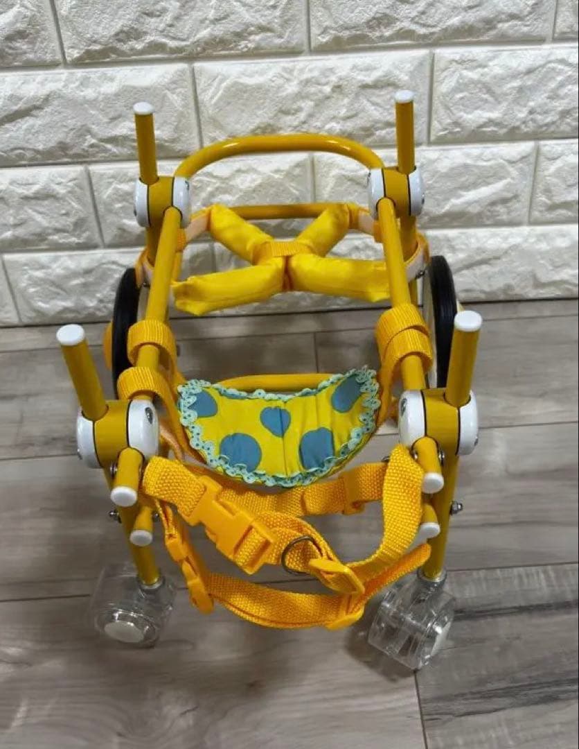 【オーダーメイド】犬車椅子　パーツ取り外し可能　頑丈　車輪回転良好 イエロー