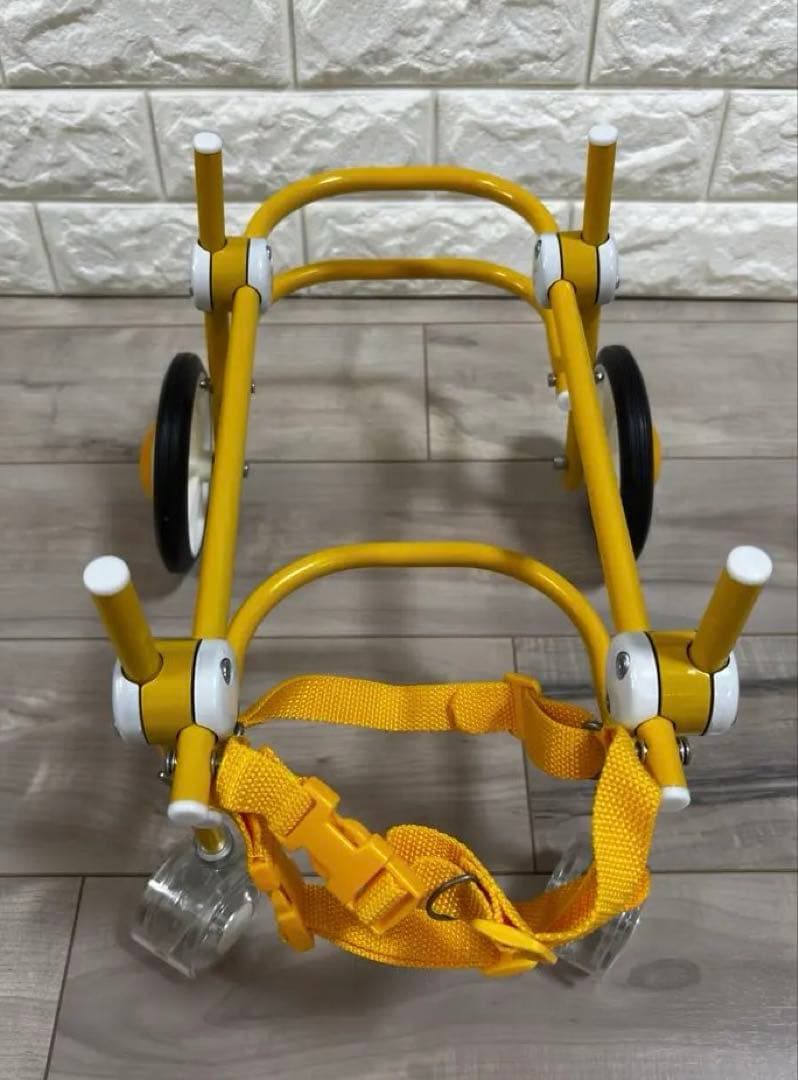 【オーダーメイド】犬車椅子　パーツ取り外し可能　頑丈　車輪回転良好 イエロー