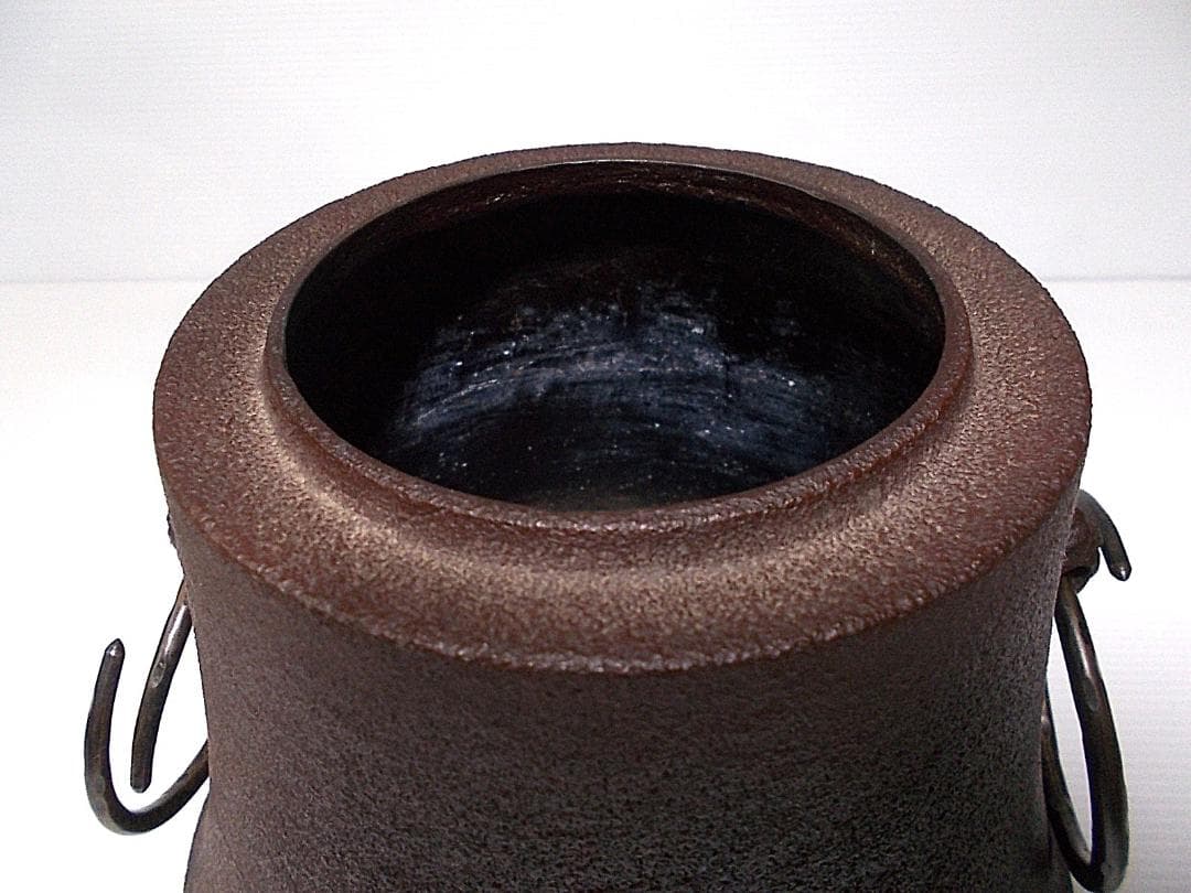 良品 茶道具 釜師:金森紹栄 富士釜 茶釜 釜環 唐銅蓋