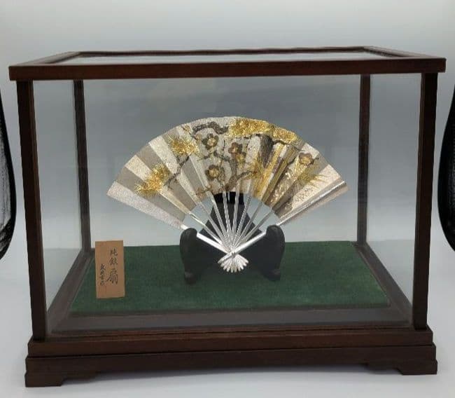 純銀　扇　武比古作　金属工芸　銀製品