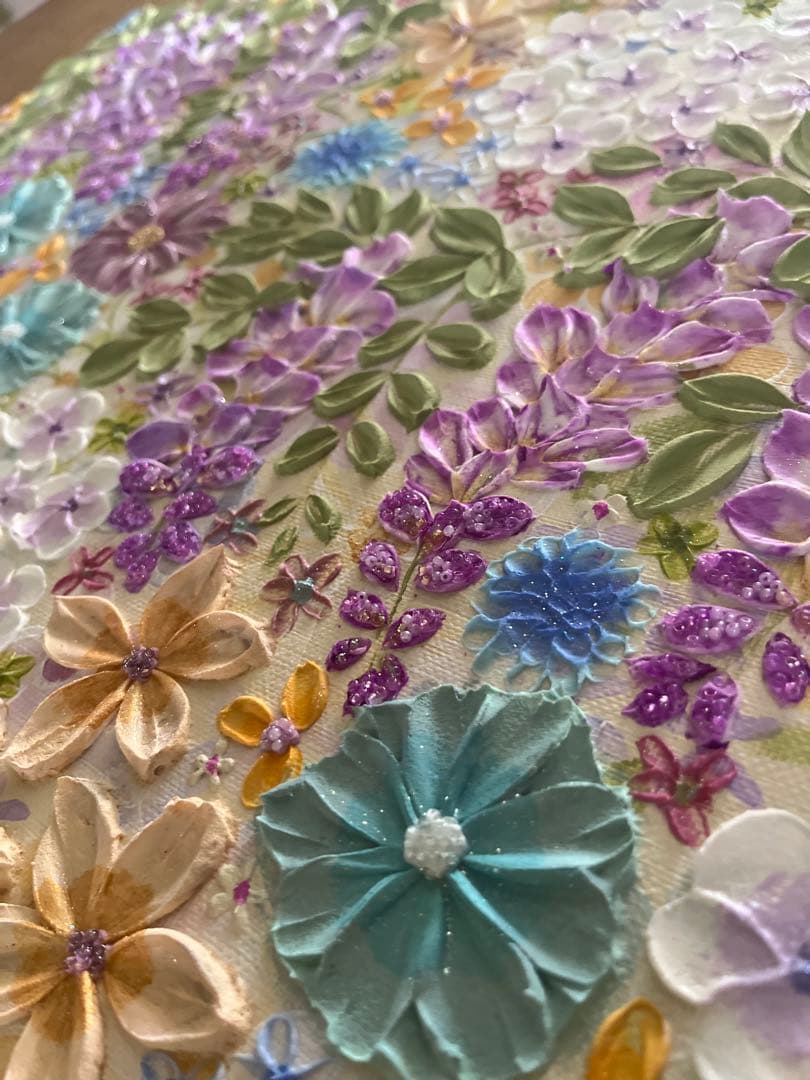 花柄　絵画 藤の花 藤 藤の絵 藤柄 テクスチャーアート ボタニカル