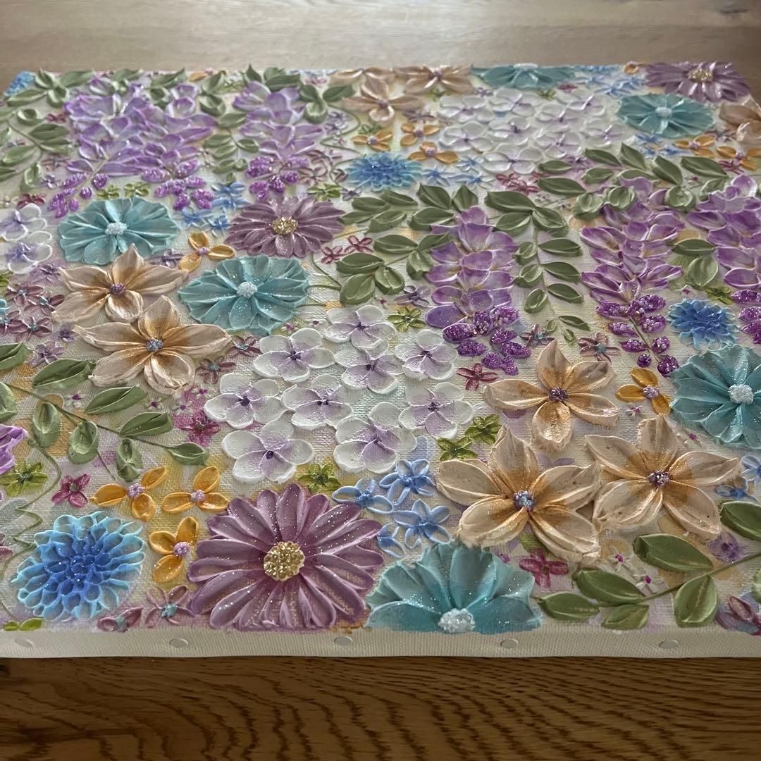 花柄　絵画 藤の花 藤 藤の絵 藤柄 テクスチャーアート ボタニカル