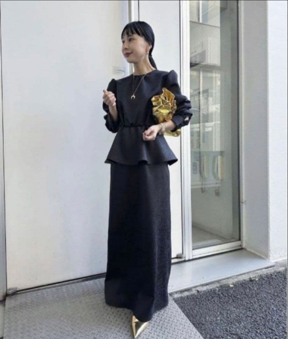 AMERI　LADY LIKE PEPLUM DRESS