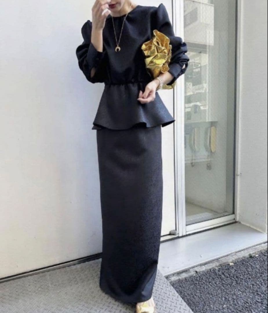 AMERI　LADY LIKE PEPLUM DRESS