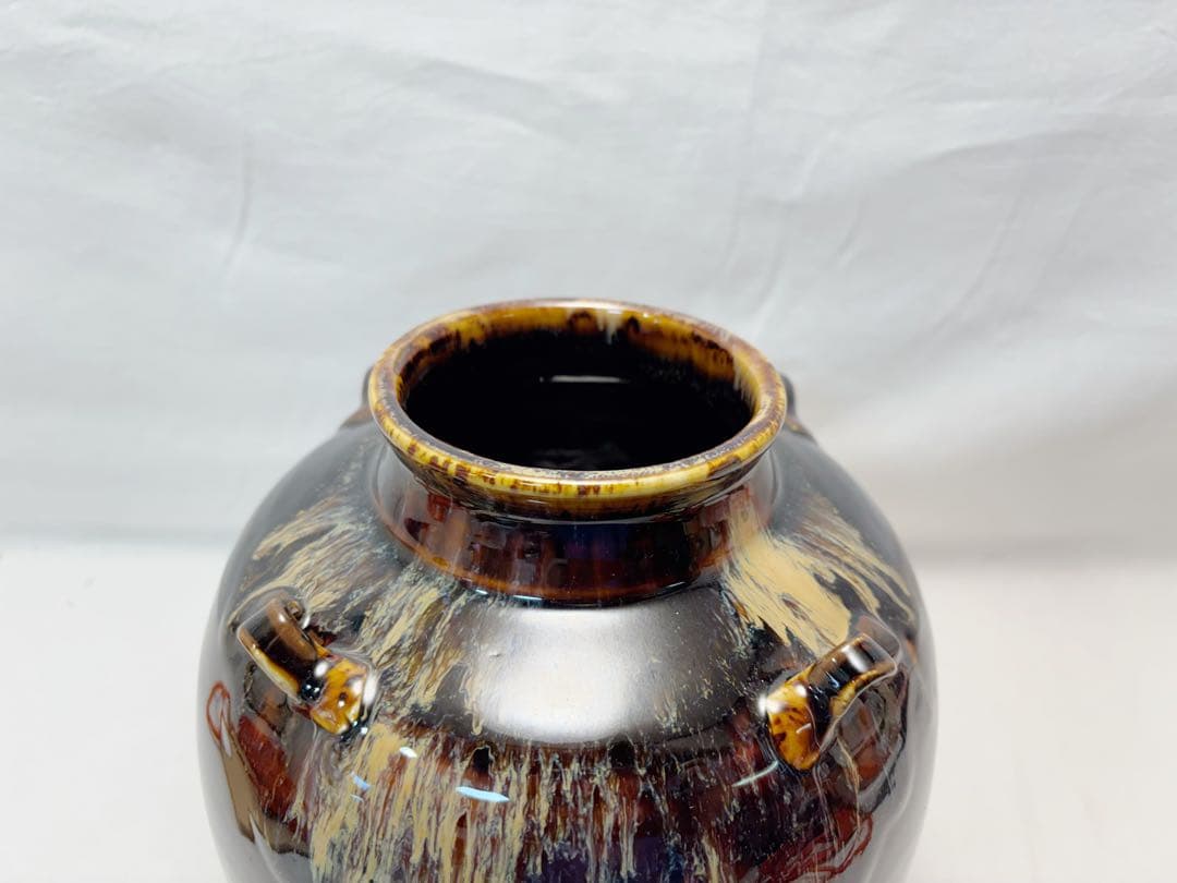 ほぼ未使用 茶道具 洛東 桶谷定一作 天目 茶壺 飾壺 陶印 口切茶事 共箱