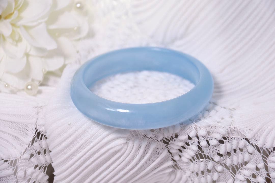 天然石　ブルー　アクアマリン 海藍宝 バングル 内径60.3 透明度が高い