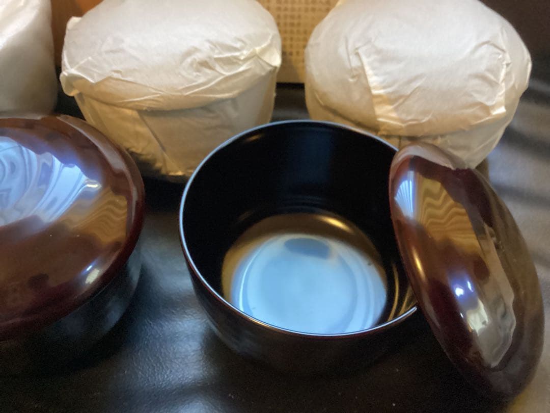 越前塗　越前漆器　森下雄治作　美しい溜塗り　お好み椀　飯椀５客　未使用