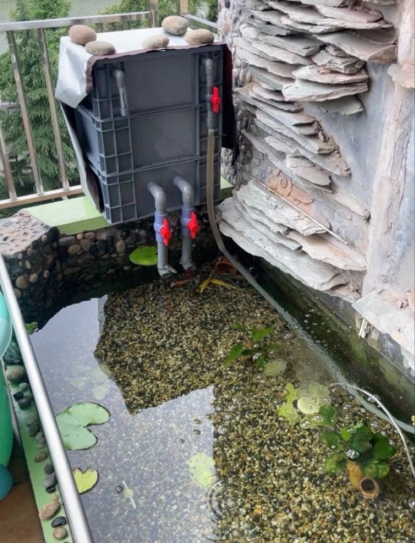 45wポンプ付きろ材満タンフルセット水槽池用フィルター 万能濾過器、濾過装置大