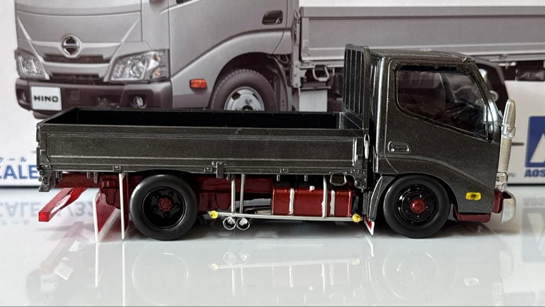 楽プラ　デコトラ　デュトロ　平ボディ　アオシマプラモデル完成品