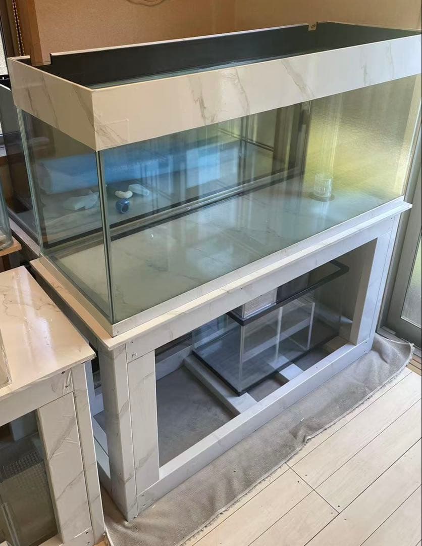 値下げしました‼️⇒ 125-60-45 オーバーフローガラス水槽 と台のセット