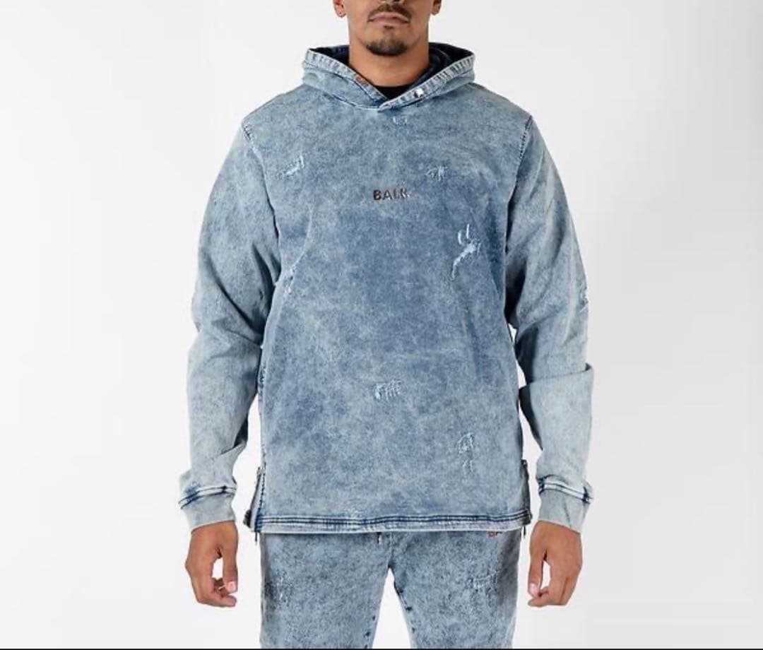 BALR デニムブルー フード付きパーカー