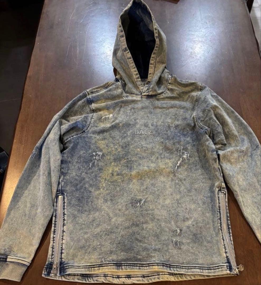 BALR デニムブルー フード付きパーカー