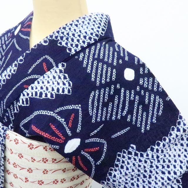 専用Y3420◆有松鳴海絞り 綿 蝶 高級浴衣 洗える夏着物