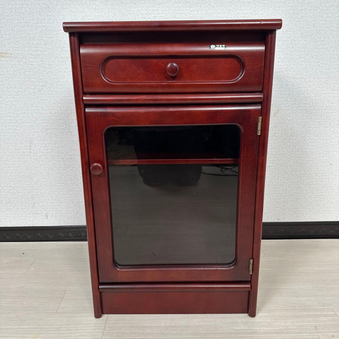 カリモク ガラス キャビネット サイドボード 電話台 花台 飾り棚 ※i4※