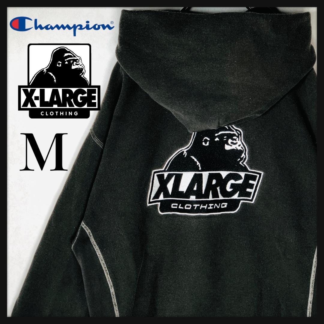 【人気コラボ】チャンピオン エクストララージ パーカー リバースウィーブ 黒 M