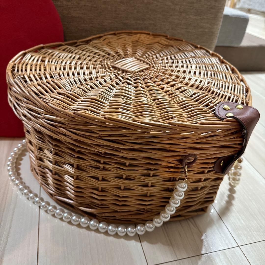 ☆美品☆かご ラッセル Russell ハート型バスケット ブラウン