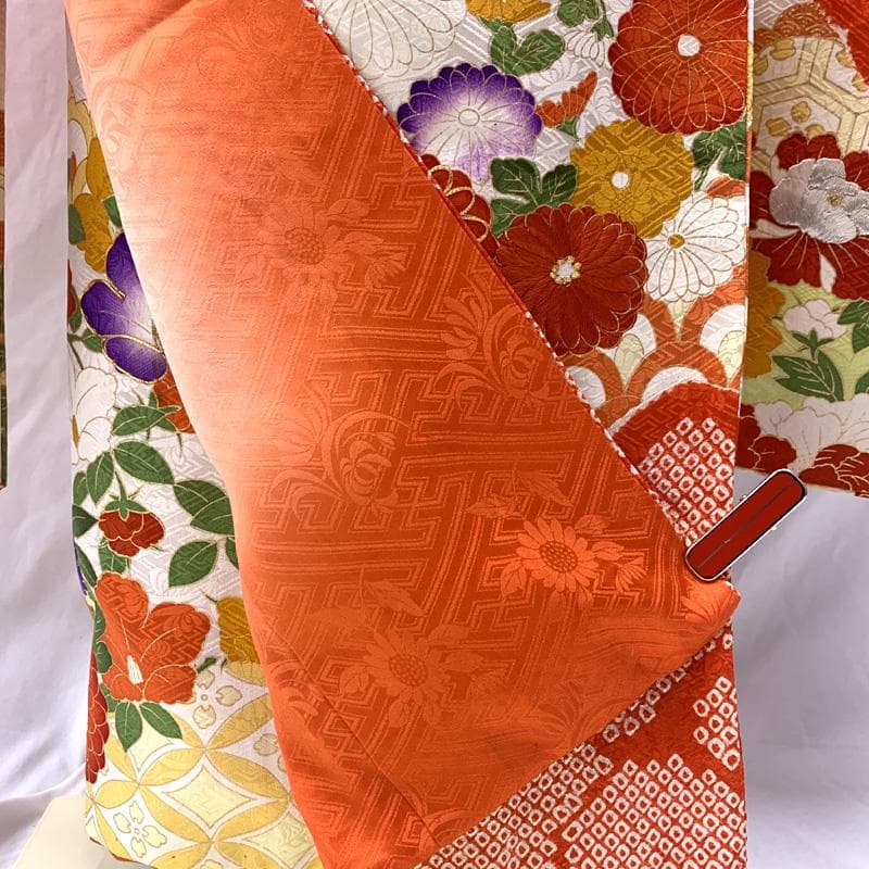 510aj16,帯揚げ,帯締め,しごき□女児 着物&袋帯 絞染め□状態良好