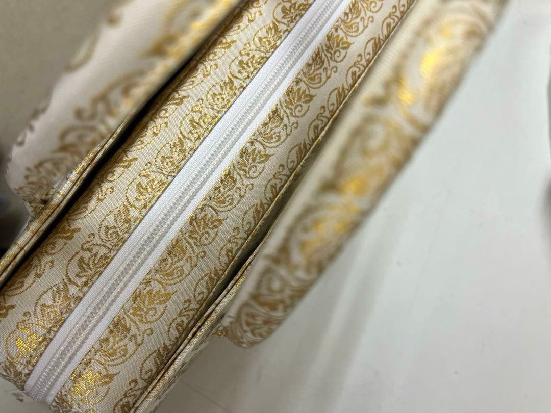 新品未使用　帯で作成　和装用バッグ ホワイト ゴールド唐草