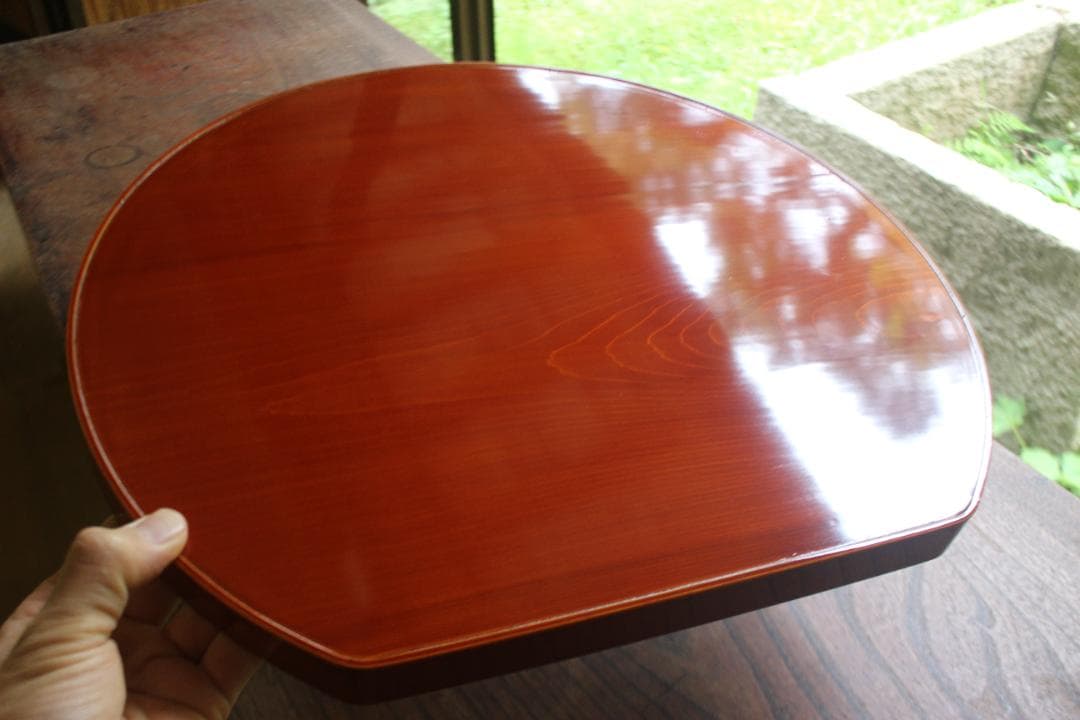 専用！優美な拭き漆の映える春慶塗の半月盆4点（検漆器漆盆茶道具お盆お膳