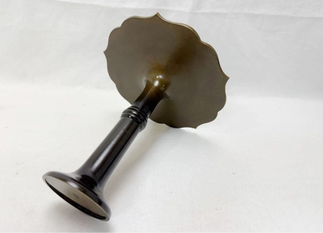 ほぼ未使用 華道具 銅 桔梗一文字花入 重さ約:0.8kg 銅印 生け花 紙箱