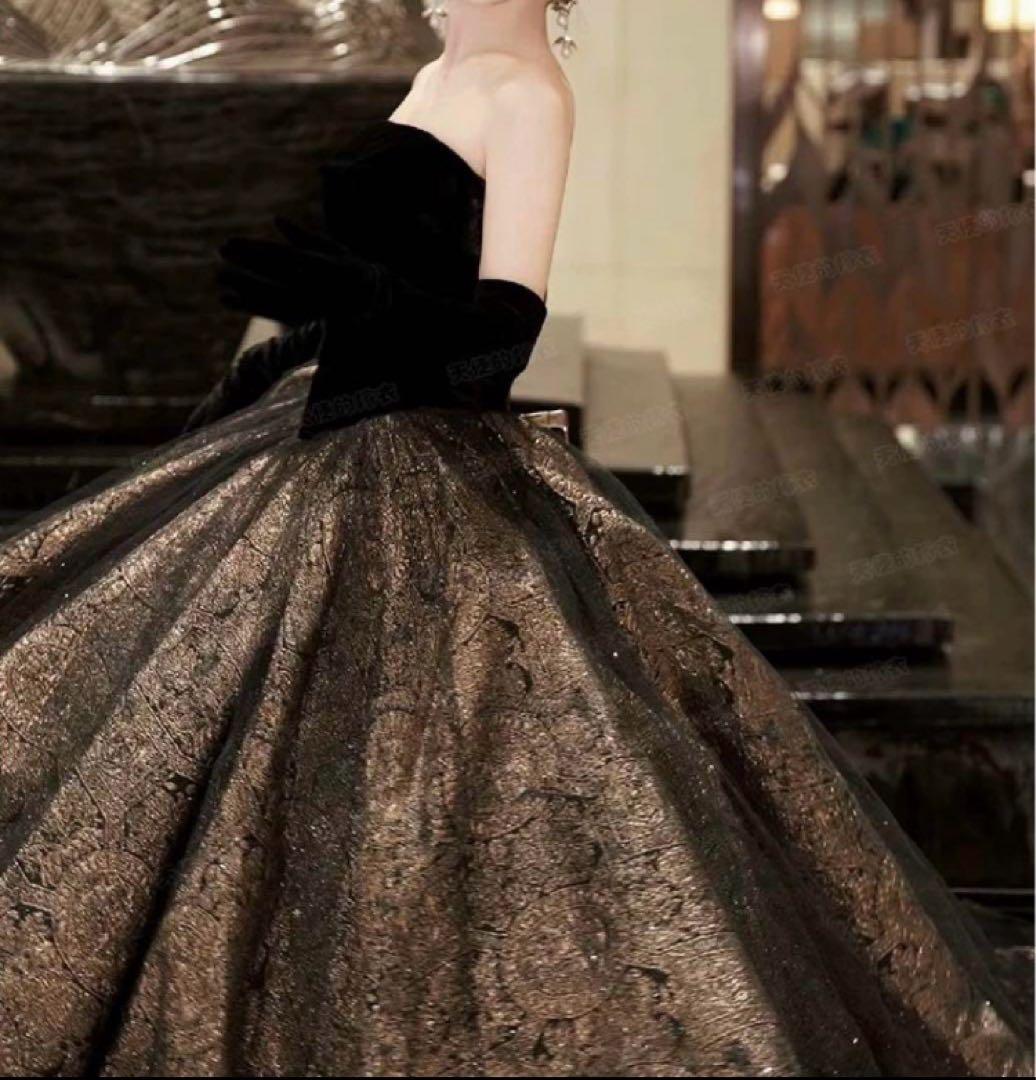 イブニングドレス　ゴージャス　プリンセス ブラック　演奏会　結婚式　S XS