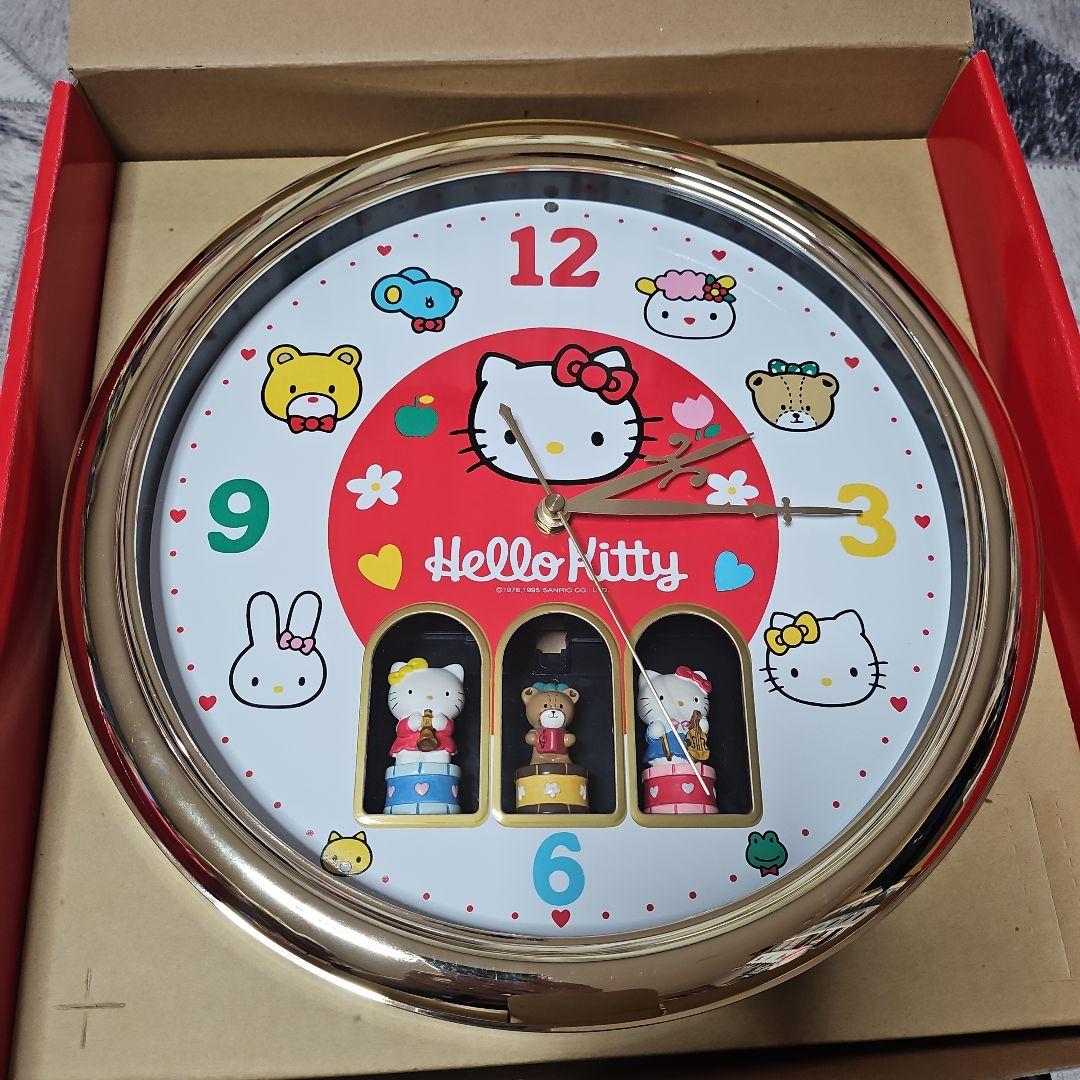 【エコメルカリ便発送】 当時物 レトロ ハローキティ からくり時計 掛け時計