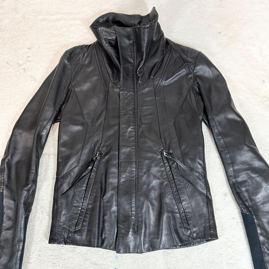 希少❗️EKAM ラムレザージャケット　ブラック　羊革　y2k S ニット切替