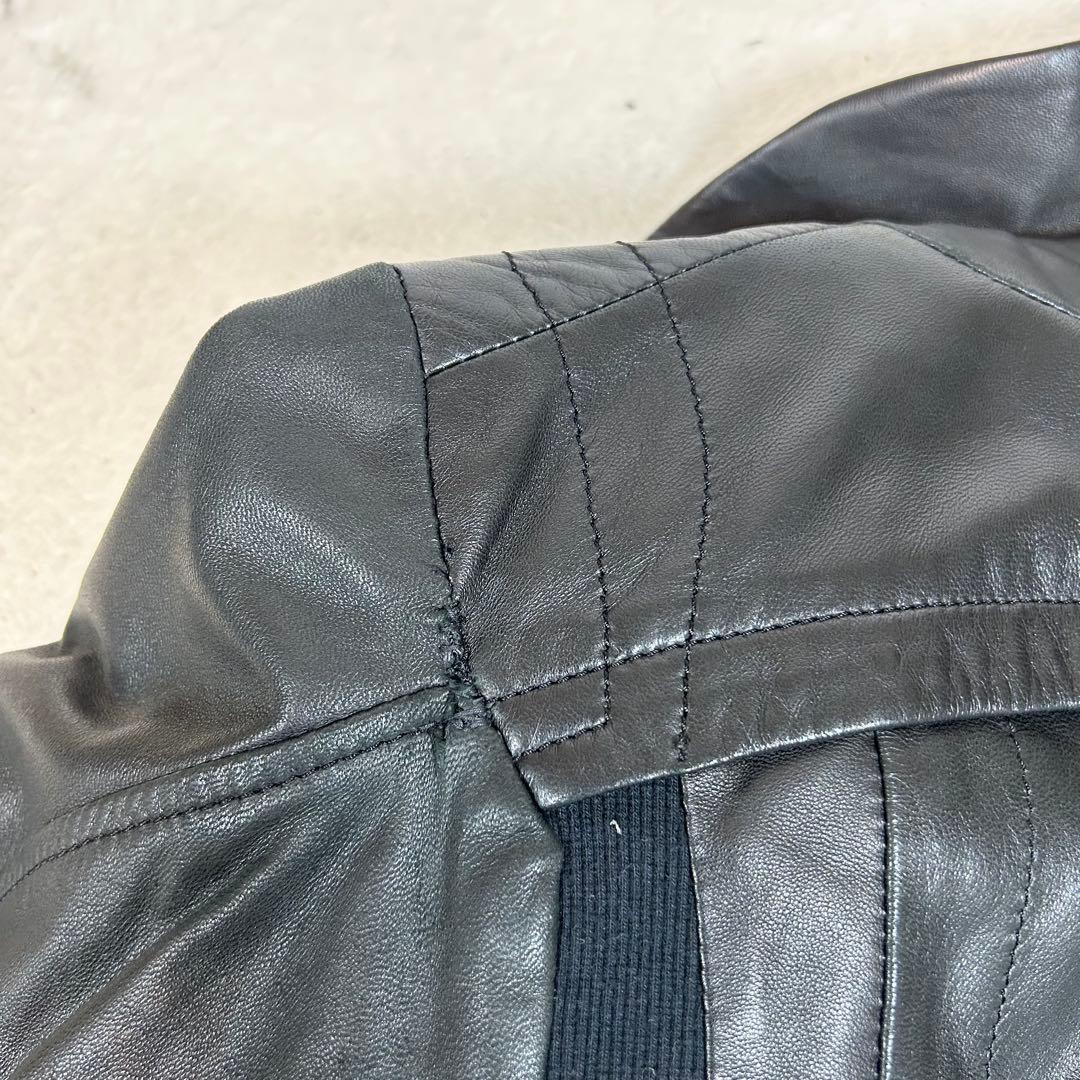 希少❗️EKAM ラムレザージャケット　ブラック　羊革　y2k S ニット切替