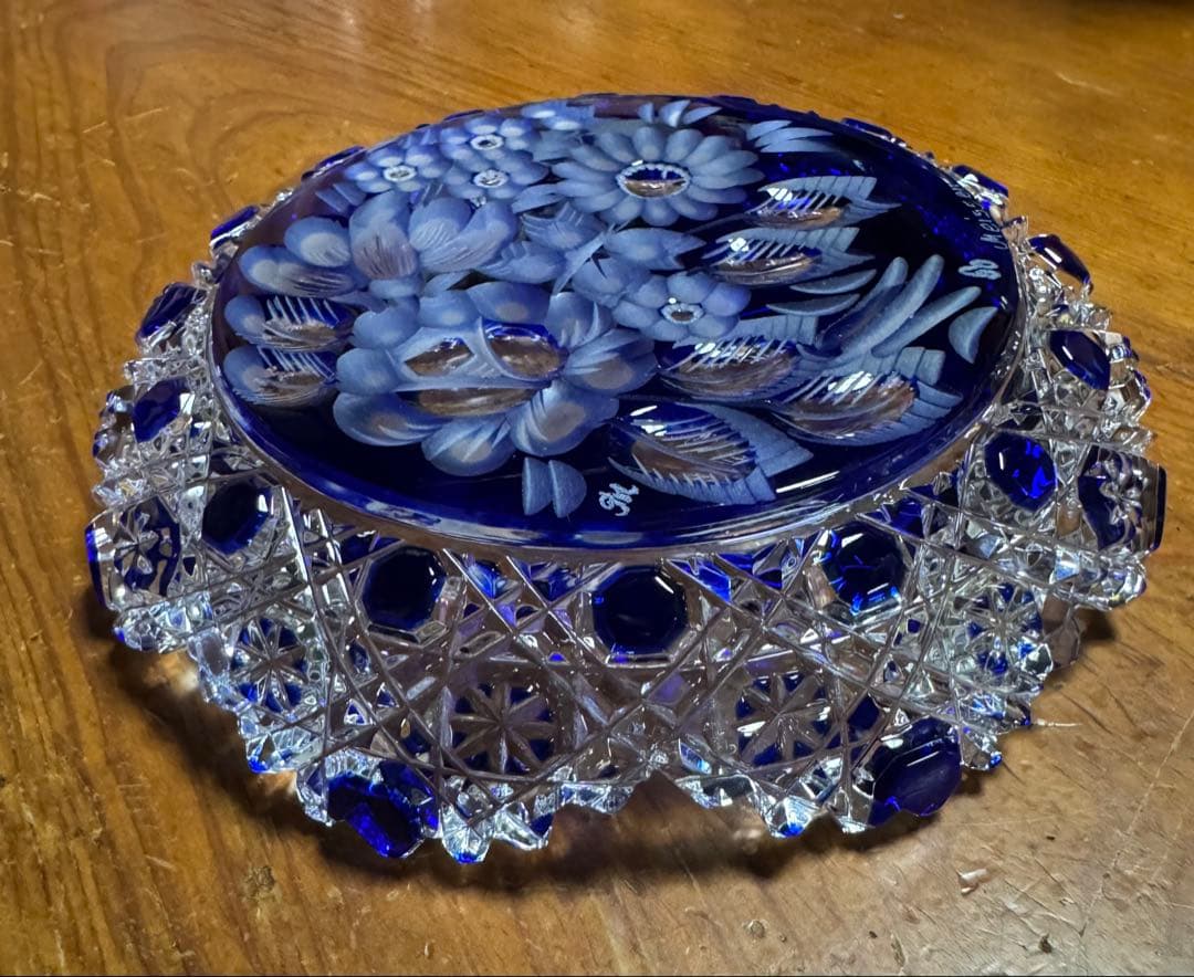 Meissen クリスタル グラヴィールカット 青 『未使用』