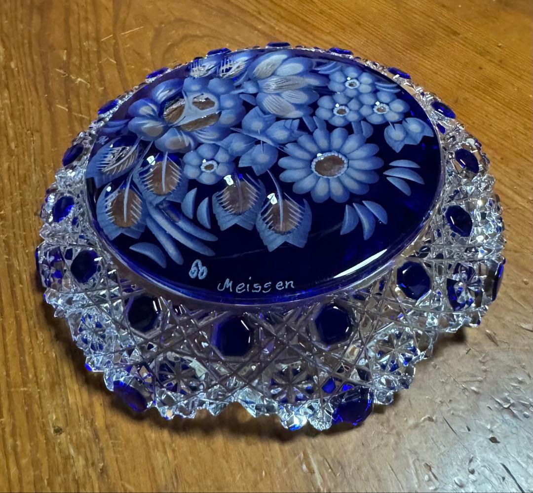 Meissen クリスタル グラヴィールカット 青 『未使用』